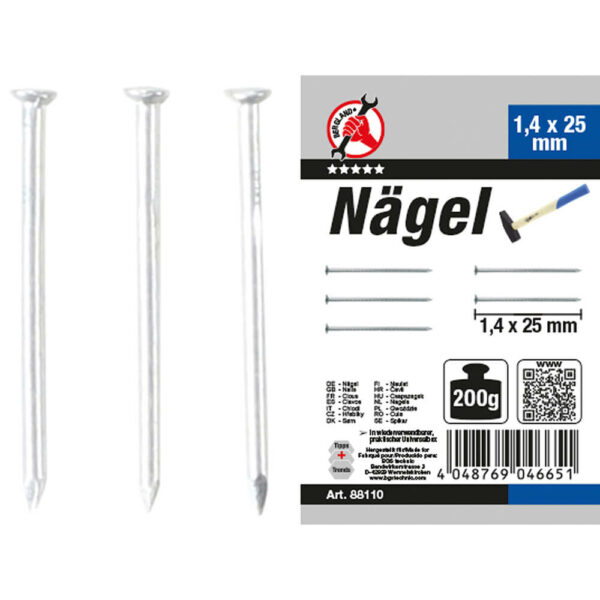 Nägel-Sortiment 200 g | 1,4 x 25 mm - BGS 88110