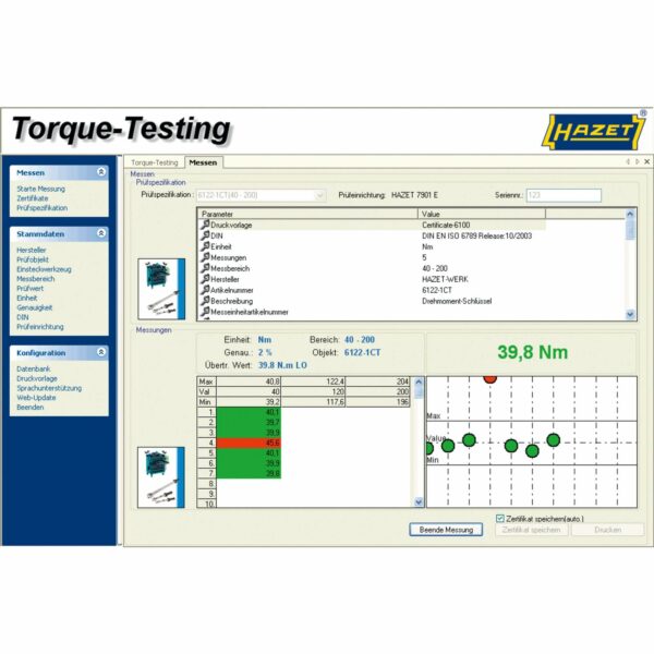 Prüfsoftware Torque Testing HAZET 7901E-D