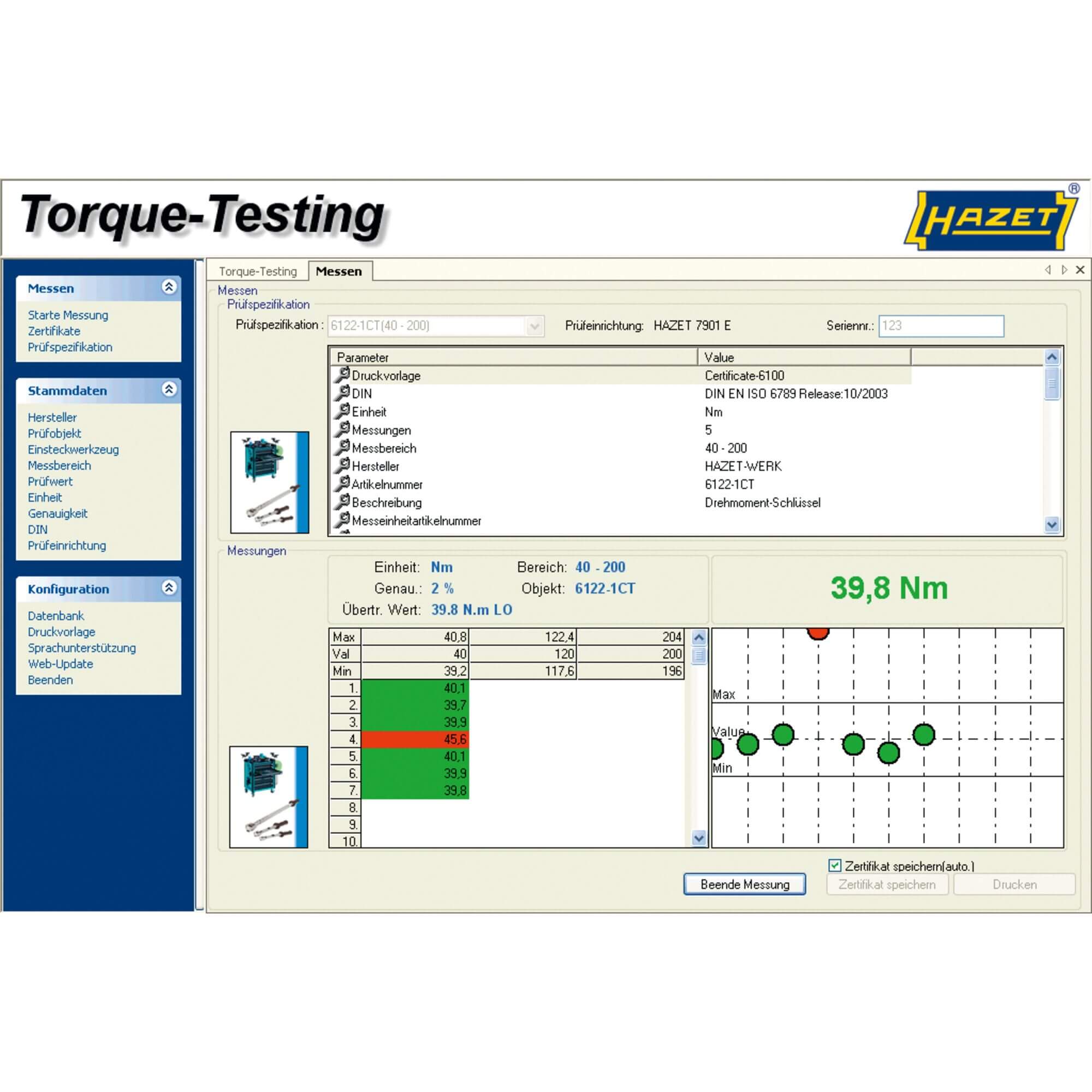 Prüfsoftware Torque Testing HAZET 7901E-D