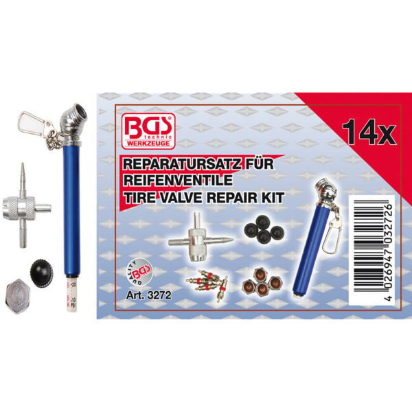 Reparatursatz für Reifen Pneu Ventile 14-tlg. - BGS 3272