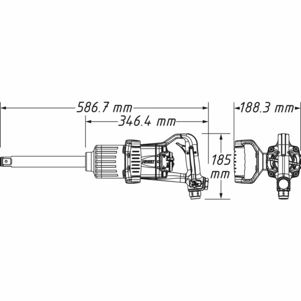 Schlagschrauber 1", lange Spindel, max. 3400 Nm, HAZET 9014P-1