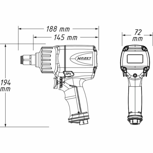 Schlagschrauber HAZET 9013M, 3/4", 1890Nm