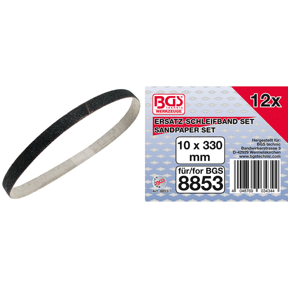 Schleifband | 10 mm x 330 mm | 12 Stück für Art. 8853 - BGS 8853-1