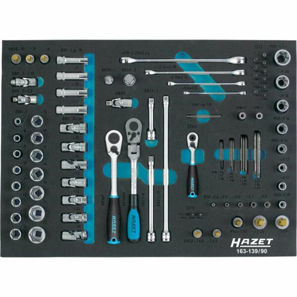 Steckschlüssel Satz 1/2", 3/8", 1/4", HAZET 163-139/90, 90-teilig