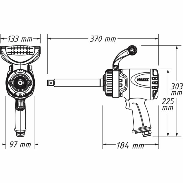 Twin Turbo Schlagschrauber 3/4", lange Spindel, 3800 Nm