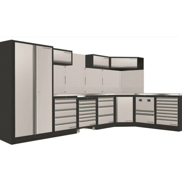 Werkstatt Schrankwand KRAFTWERK Mobilio 7er Kombi, inox